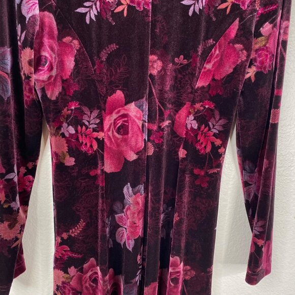 Coldwater Creek Women's Velvet Dark Floral Modest Holiday Dress Purple Size 12 - Picture 9 of 13
